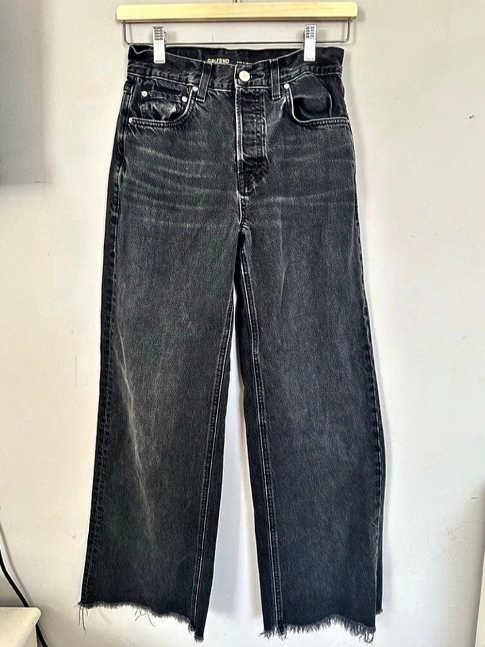 Revolve GRLFRND Raw Hem Straight Leg Jeans Waist 23 Gray